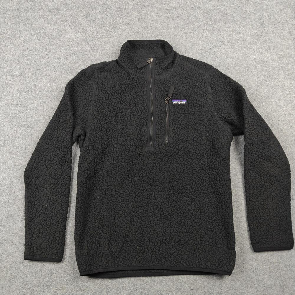 Patagonia Jacket Womens Small Black Fleece 1/4 Zip Pockets Unlined Collared